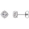 Sterling Silver Lab-Grown White Sapphire & .08 CTW Natural Diamond Halo-Style Earrings Siddiqui Jewelers