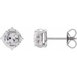 Sterling Silver Lab-Grown White Sapphire & .08 CTW Natural Diamond Halo-Style Earrings Siddiqui Jewelers