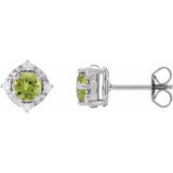 Sterling Silver Natural Peridot & .08 CTW Natural Diamond Halo-Style Earrings Siddiqui Jewelers