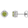 14K White Natural Peridot & .08 CTW Natural Diamond Halo-Style Earrings Siddiqui Jewelers