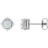 Sterling Silver Lab-Grown White Opal & .08 CTW Natural Diamond Halo-Style Earrings Siddiqui Jewelers