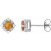 14K White Natural Citrine & .08 CTW Natural Diamond Halo-Style Earrings Siddiqui Jewelers