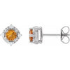 Sterling Silver Natural Citrine & .08 CTW Natural Diamond Halo-Style Earrings Siddiqui Jewelers