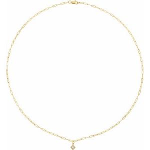 14K Yellow 1/6 CT Natural Diamond Micro Bezel-Set 18" Necklace-Siddiqui Jewelers