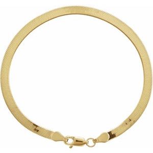 14K Yellow 3.8 mm Flexible Herringbone 7" Chain Siddiqui Jewelers