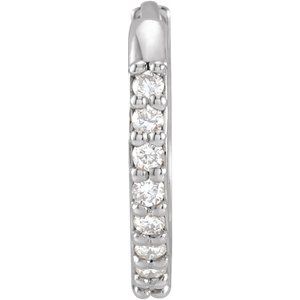 Platinum .07 CT Natural Diamond Single 12.5 mm Huggie Earring Siddiqui Jewelers