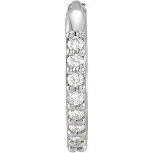 14K White .07 CT Natural Diamond Single 12.5 mm Huggie Earring Siddiqui Jewelers