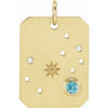 14K Yellow Natural Blue Zircon & .01 Natural Diamond Scorpio Constellation Pendant Siddiqui Jewelers