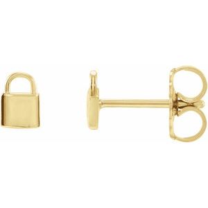 14K Yellow Petite Lock Earrings Siddiqui Jewelers