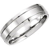 14K White 6 mm Grooved Beveled-Edge Band Size 9.5 - Siddiqui Jewelers