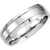 10K White 6 mm Grooved Beveled-Edge Band Size 10.5 - Siddiqui Jewelers