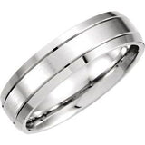 14K White 6 mm Grooved Beveled-Edge Band Size 10 - Siddiqui Jewelers