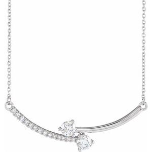 14K White 5/8 CTW Lab-Grown Diamond Two-Stone 18" Necklace Siddiqui Jewelers