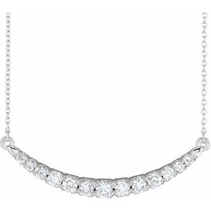14K White 3/4 CTW Lab-Grown Diamond French-Set Bar 18" Necklace Siddiqui Jewelers