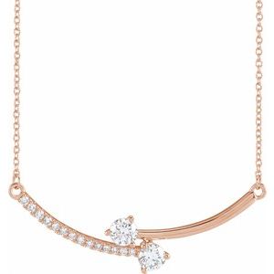 14K Rose 5/8 CTW Lab-Grown Diamond Two-Stone 18" Necklace Siddiqui Jewelers