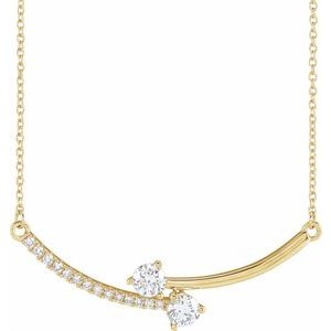 14K Yellow 5/8 CTW Lab-Grown Diamond Two-Stone 18" Necklace Siddiqui Jewelers