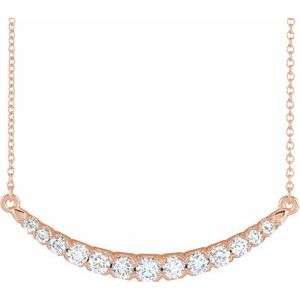 14K Rose 3/4 CTW Lab-Grown Diamond French-Set Bar 18" Necklace Siddiqui Jewelers