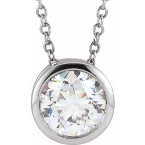 14K White 1 CT Lab-Grown Diamond Solitaire 16-18" Necklace Siddiqui Jewelers