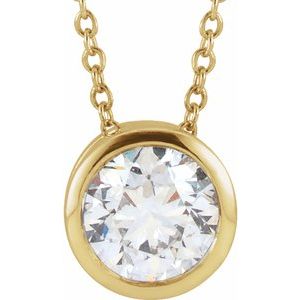 14K Yellow 1/4 CT Lab-Grown Diamond Solitaire 16-18" Necklace Siddiqui Jewelers