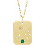 14K Yellow Natural Emerald & .01 Natural Diamond Aries Constellation 16-18" Necklace Siddiqui Jewelers