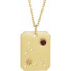 14K Yellow Natural Mozambique Garnet & .01 Natural Diamond Pisces Constellation 16-18" Necklace Siddiqui Jewelers