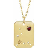 14K Yellow Natural Mozambique Garnet & .01 Natural Diamond Pisces Constellation 16-18" Necklace Siddiqui Jewelers