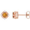 14K Rose Natural Citrine & .08 CTW Natural Diamond Halo-Style Earrings Siddiqui Jewelers