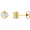 14K Yellow Lab-Grown White Opal & .08 CTW Natural Diamond Halo-Style Earrings Siddiqui Jewelers