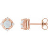 14K Rose Lab-Grown White Opal & .08 CTW Natural Diamond Halo-Style Earrings Siddiqui Jewelers