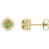 14K Yellow Natural Peridot & .08 CTW Natural Diamond Halo-Style Earrings Siddiqui Jewelers