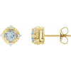 14K Yellow Natural Aquamarine & .08 CTW Natural Diamond Halo-Style Earrings Siddiqui Jewelers