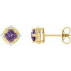 14K Yellow Natural Amethyst & .08 CTW Natural Diamond Halo-Style Earrings Siddiqui Jewelers