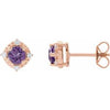 14K Rose Natural Amethyst & .08 CTW Natural Diamond Halo-Style Earrings Siddiqui Jewelers