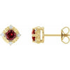 14K Yellow Natural Mozambique Garnet & .08 CTW Natural Diamond Halo-Style Earrings Siddiqui Jewelers