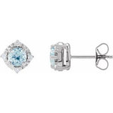 Sterling Silver Natural Sky Blue Topaz & .08 CTW Natural Diamond Halo-Style Earrings Siddiqui Jewelers