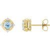 14K Yellow Natural Sky Blue Topaz & .08 CTW Natural Diamond Halo-Style Earrings Siddiqui Jewelers