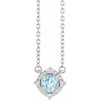Sterling Silver Natural Sky Blue Topaz & .04 CTW Natural Diamond Halo-Style 18" Necklace Siddiqui Jewelers