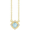 14K Yellow Natural Sky Blue Topaz & .04 CTW Natural Diamond Halo-Style 18" Necklace Siddiqui Jewelers