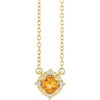 14K Yellow Natural Citrine & .04 CTW Natural Diamond Halo-Style 18" Necklace Siddiqui Jewelers