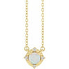 14K Yellow Lab-Grown White Opal & .04 CTW Natural Diamond Halo-Style 18" Necklace Siddiqui Jewelers