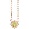 14K Rose Natural Peridot & .04 CTW Natural Diamond Halo-Style 18" Necklace Siddiqui Jewelers