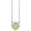 Sterling Silver Natural Peridot & .04 CTW Natural Diamond Halo-Style 18" Necklace Siddiqui Jewelers