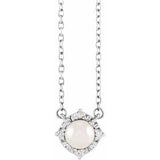 Sterling Silver Cultured White Freshwater Pearl & .04 CTW Natural Diamond Halo-Style 18" Necklace Siddiqui Jewelers