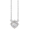 14K White Lab-Grown White Sapphire & .04 CTW Natural Diamond Halo-Style 18" Necklace Siddiqui Jewelers