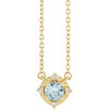 14K Yellow Natural Aquamarine & .04 CTW Natural Diamond Halo-Style 18" Necklace Siddiqui Jewelers