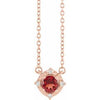 14K Rose Natural Mozambique Garnet & .04 CTW Natural Diamond Halo-Style 18" Necklace Siddiqui Jewelers