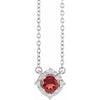 Sterling Silver Natural Mozambique Garnet & .04 CTW Natural Diamond Halo-Style 18" Necklace Siddiqui Jewelers