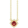 14K Yellow Natural Mozambique Garnet & .04 CTW Natural Diamond Halo-Style 18" Necklace Siddiqui Jewelers