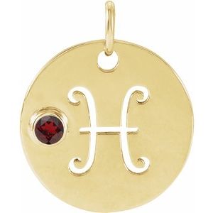 14K Yellow Natural Mozambique Garnet Pisces Zodiac Pendant Siddiqui Jewelers