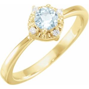 14K Yellow Natural Sky Blue Topaz & .04 CTW Natural Diamond Halo-Style Ring Siddiqui Jewelers